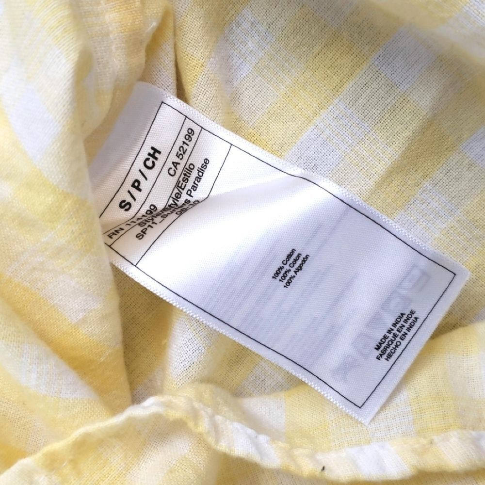Roxy Women's Yellow Plaid Button Down Blouse Sz S - image 4
